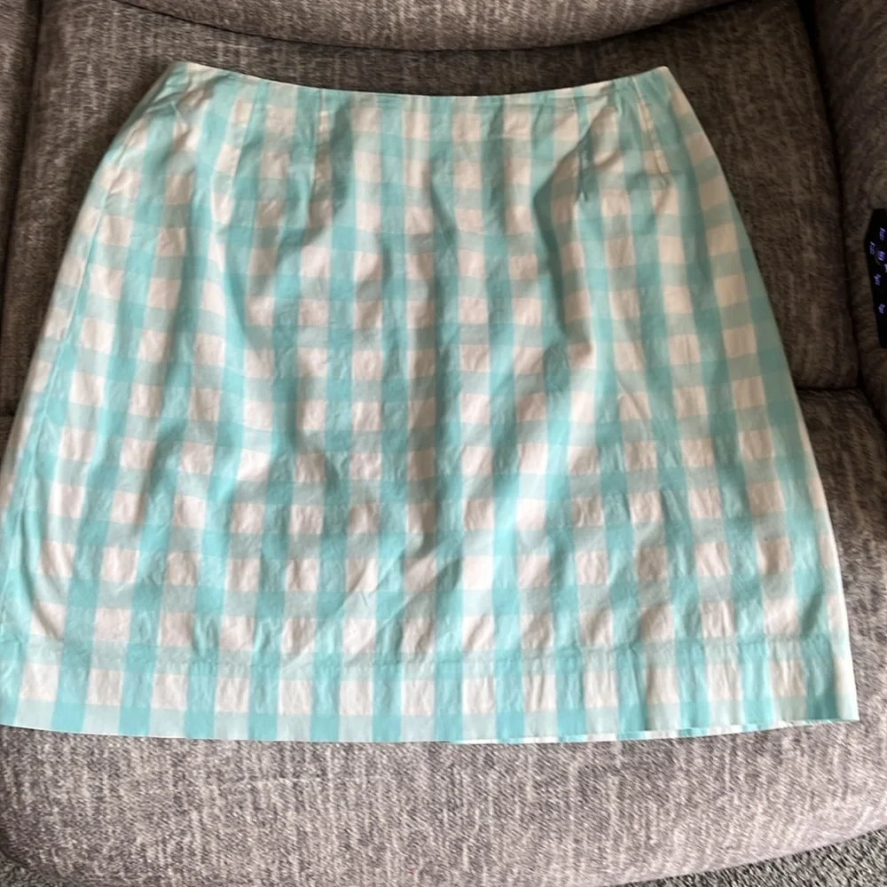 Lilly Pulitzer Blue White Gingham Mini Skirt Size 6 Cotton Blend Preppy Summer